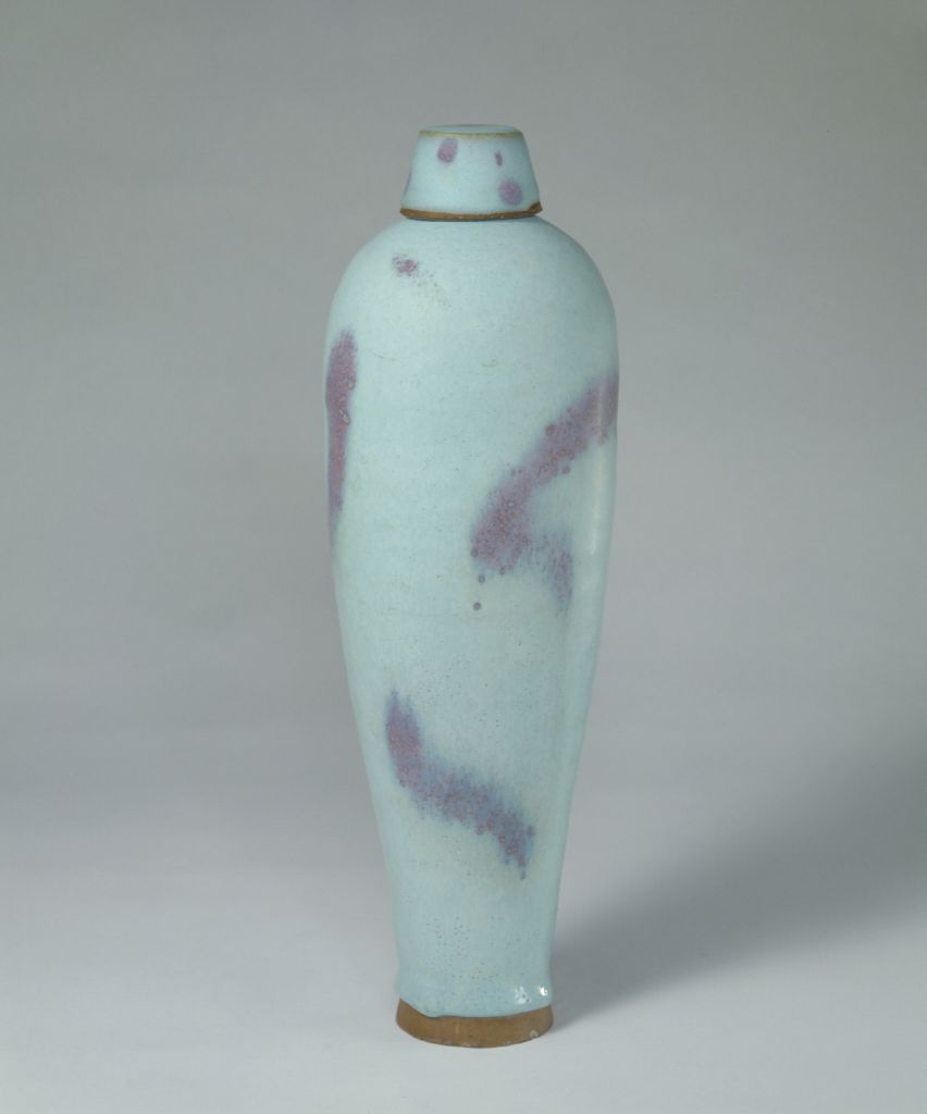 图片[1]-Jun Kiln Sky Blue Glaze Purple Red Spot Plum Vase-China Archive